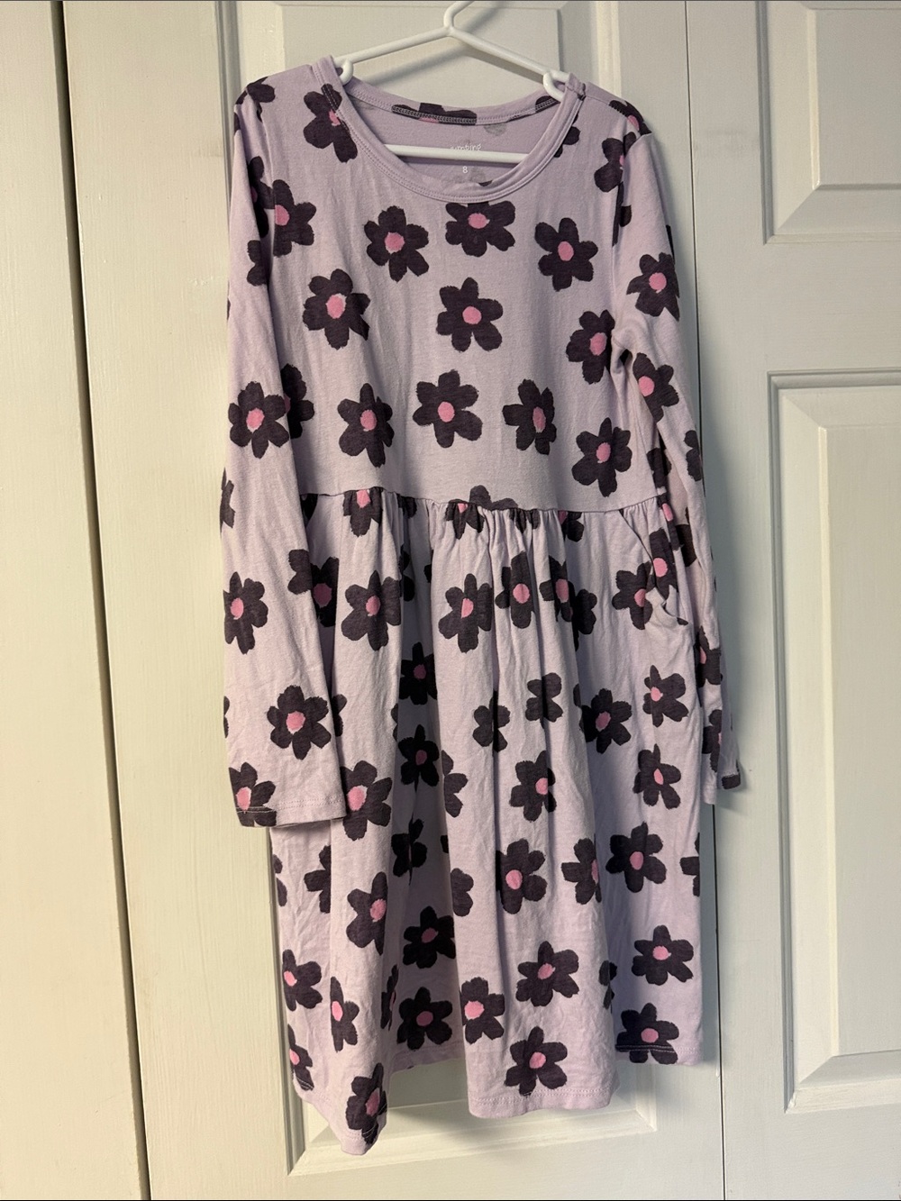 Girls' Lavender Floral Long-Sleeve Casual Dress